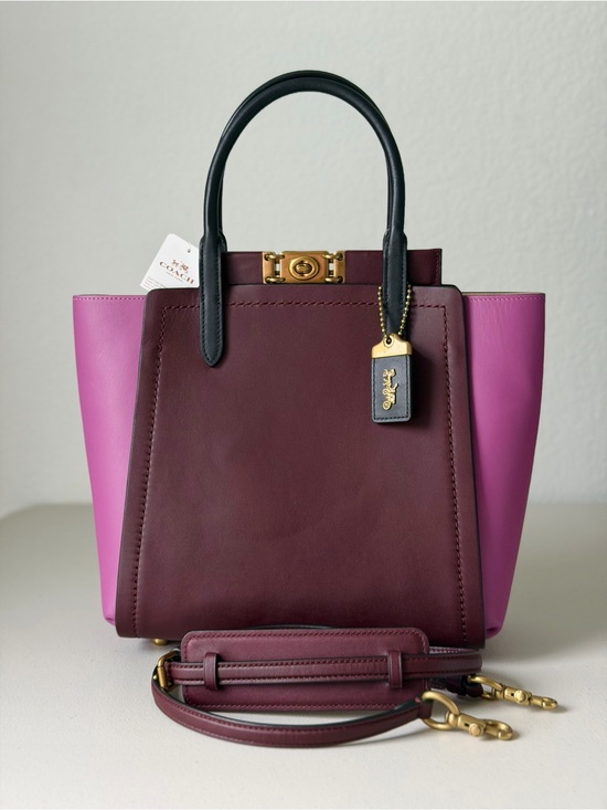 Coach Handbags - Coach Colorblock Troupe Bag Two-Tone Burgundy and Pink Leather Tote